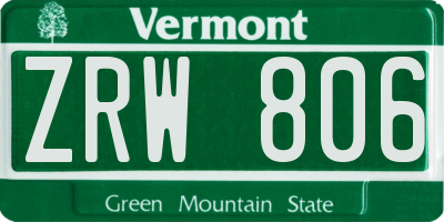 VT license plate ZRW806