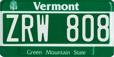 VT license plate ZRW808