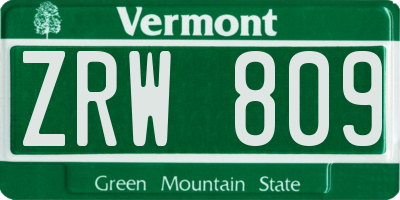 VT license plate ZRW809