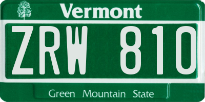 VT license plate ZRW810