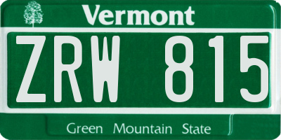 VT license plate ZRW815