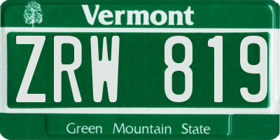 VT license plate ZRW819