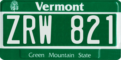 VT license plate ZRW821