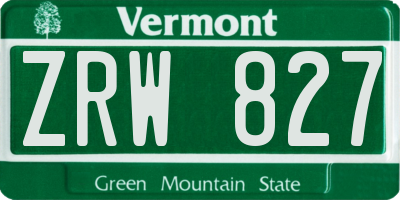 VT license plate ZRW827