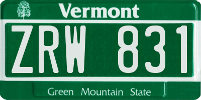 VT license plate ZRW831