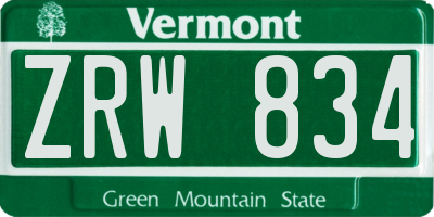 VT license plate ZRW834