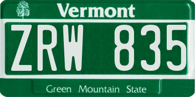 VT license plate ZRW835