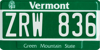 VT license plate ZRW836