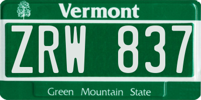 VT license plate ZRW837
