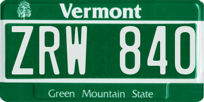 VT license plate ZRW840