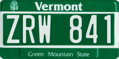 VT license plate ZRW841
