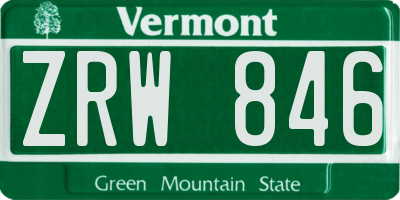 VT license plate ZRW846