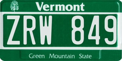 VT license plate ZRW849