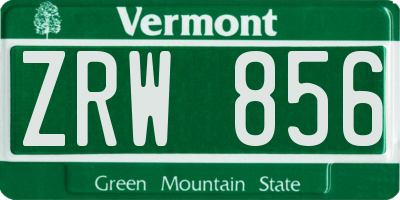 VT license plate ZRW856