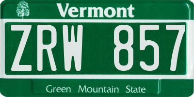 VT license plate ZRW857