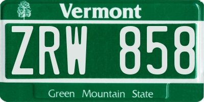 VT license plate ZRW858