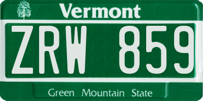 VT license plate ZRW859