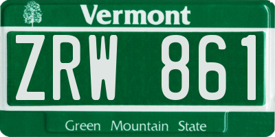 VT license plate ZRW861