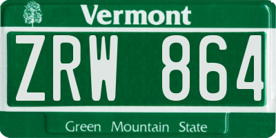 VT license plate ZRW864