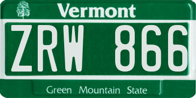 VT license plate ZRW866