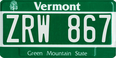 VT license plate ZRW867