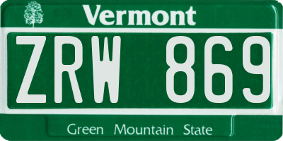 VT license plate ZRW869