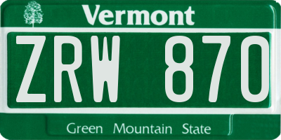 VT license plate ZRW870