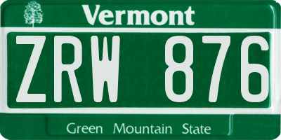 VT license plate ZRW876