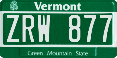 VT license plate ZRW877