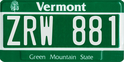 VT license plate ZRW881