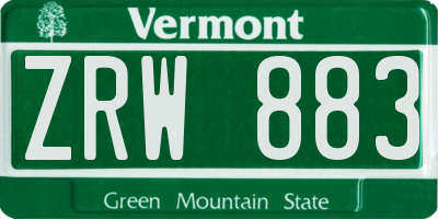 VT license plate ZRW883