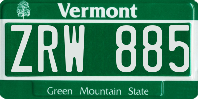 VT license plate ZRW885