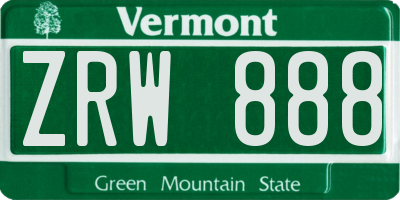 VT license plate ZRW888