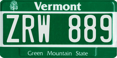 VT license plate ZRW889