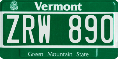 VT license plate ZRW890