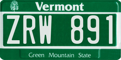 VT license plate ZRW891