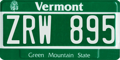 VT license plate ZRW895