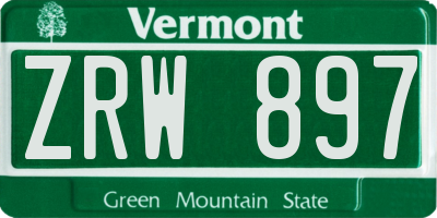 VT license plate ZRW897