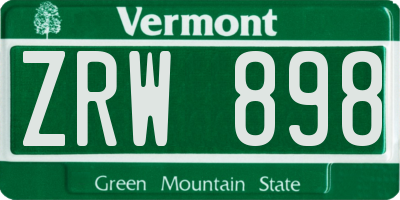 VT license plate ZRW898