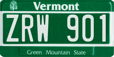 VT license plate ZRW901