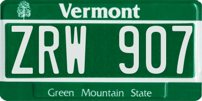 VT license plate ZRW907