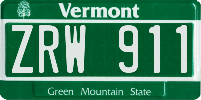 VT license plate ZRW911