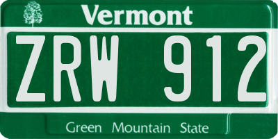 VT license plate ZRW912