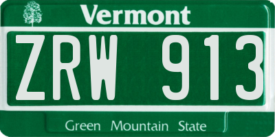 VT license plate ZRW913