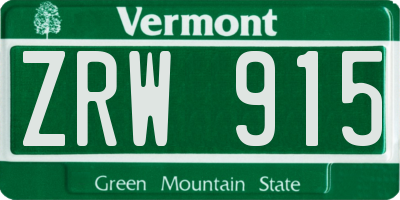 VT license plate ZRW915