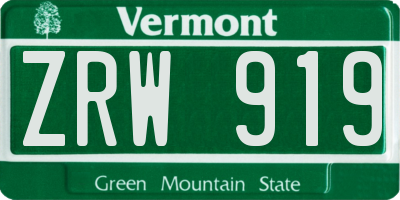 VT license plate ZRW919