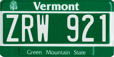 VT license plate ZRW921