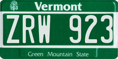 VT license plate ZRW923