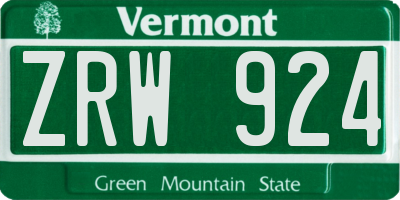VT license plate ZRW924