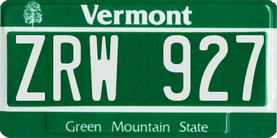 VT license plate ZRW927